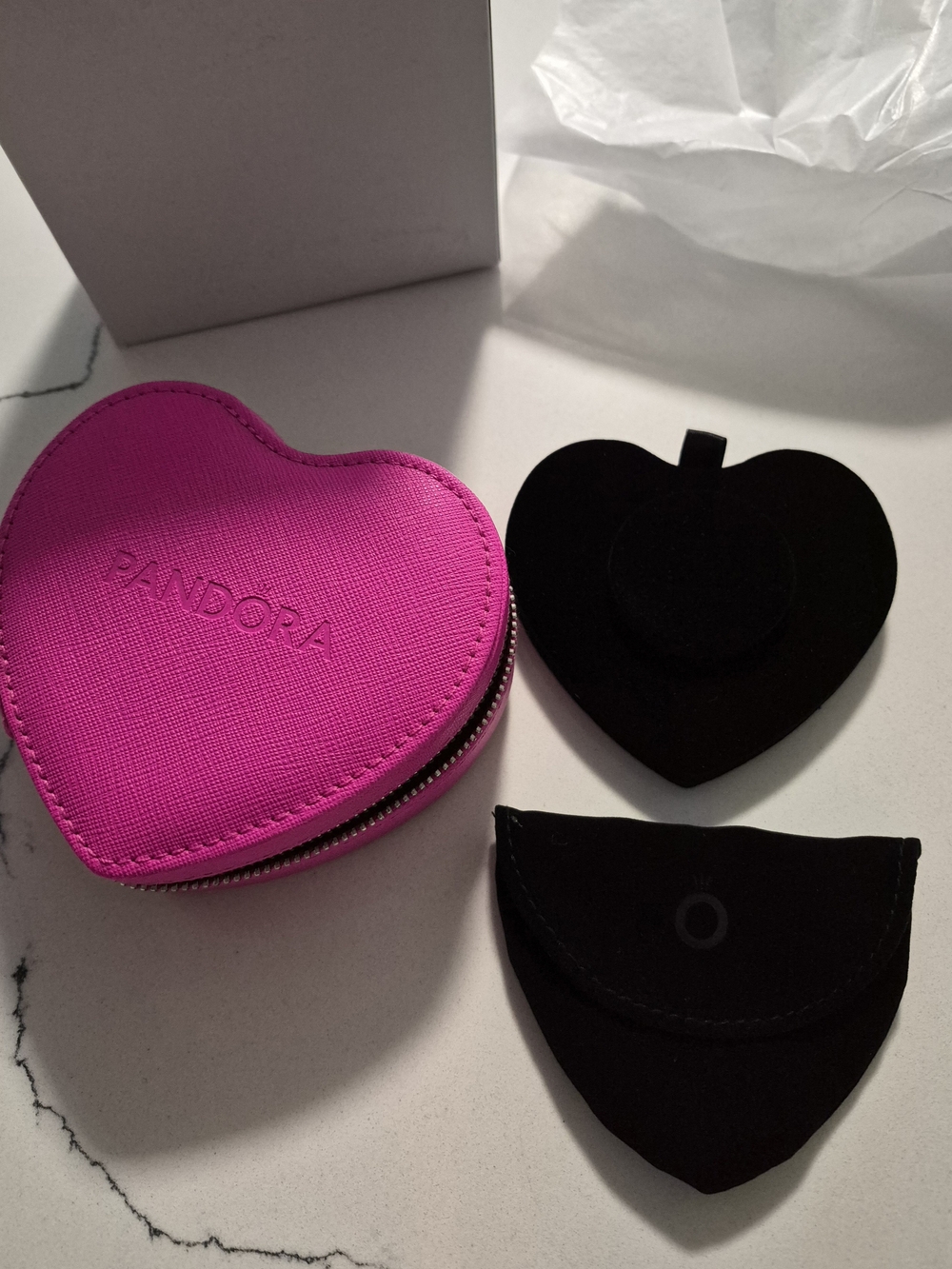 Pandora Heart-Shaped Zip Jewelry Case - Fuchsia Pink